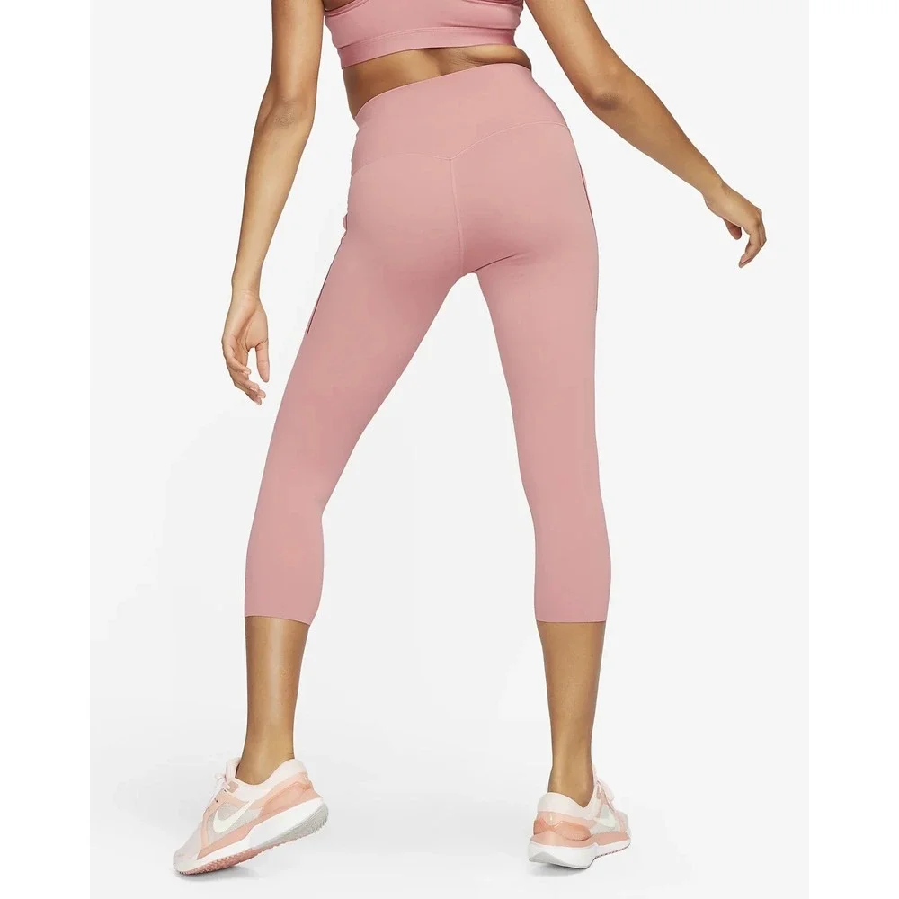 NEW Nike Universa Medium Support High Rise Cropped Leggings Small Pink